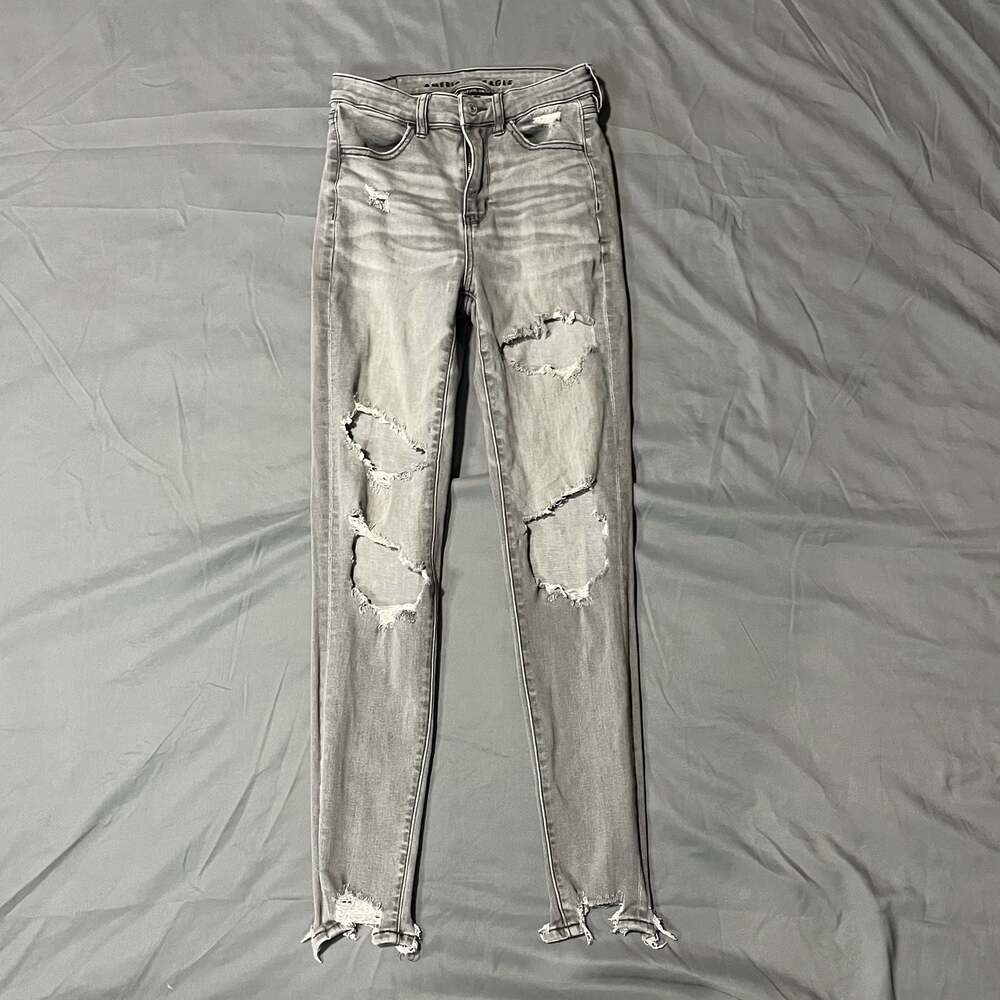 American Eagle Ne(x)t Level Stretch Distressed Gray Jegging Jeans